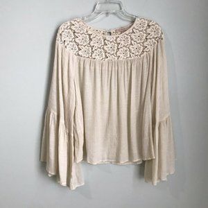 Champagne & Strawberry Ivory Lace Trim Blouse